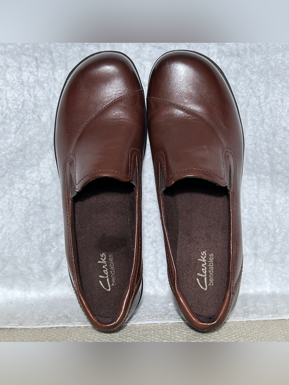 Clarks Womens Brown Leather May Poppy Bendables SlipOn Wedge Loafer Shoes SZ 9M - Picture 5 of 11